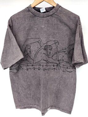 Crazy Shirts Hawaii Rowing Vintage Combed Cotton Tee Shirt Grey XL